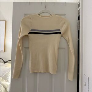 Cream Ribbed Women's Sweater